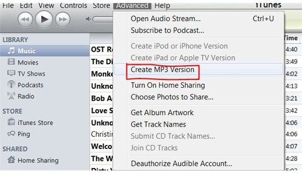 itunes how to convert downloaded song to an mp3