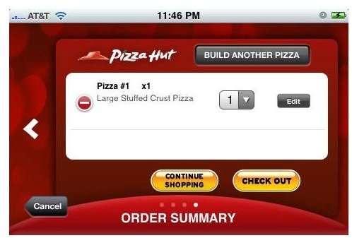 Pizza Hut App Checkout Screen