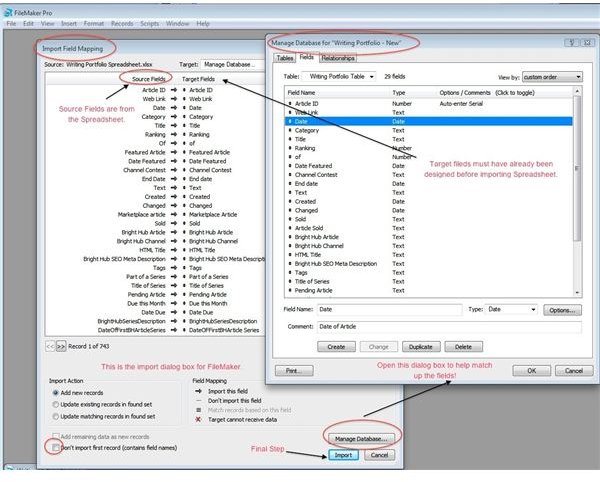 Match Imported Fields with FileMaker Table