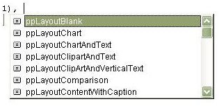 VBA Terminology for Slide Layout Property Values in Microsoft PowerPoint 2007