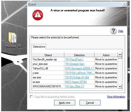 348 out of 378 detection by Avira Antivir Guard