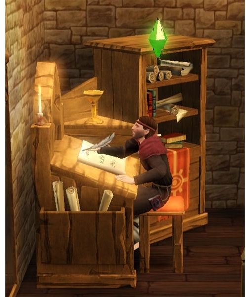 The Sims Medieval Peteran Priest Writing with the Watcher