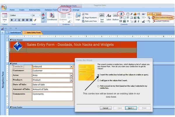 Lookup Table Wizard in form layout