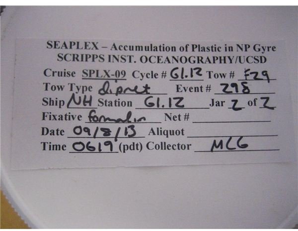 One of hundreds of labels recording and organizing samples taken during the three-week voyage. 