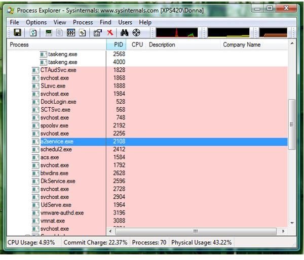 Not very detailed Processes Information in SysInternal&rsquo;s Process Explorer