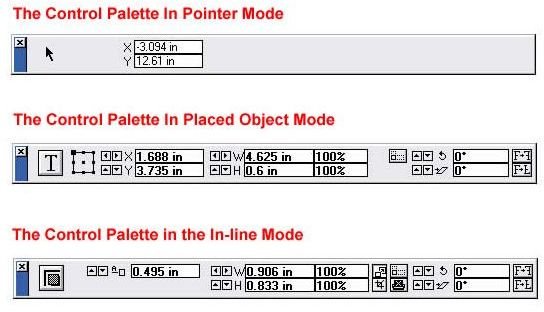 The Control Palette Three Other Modes