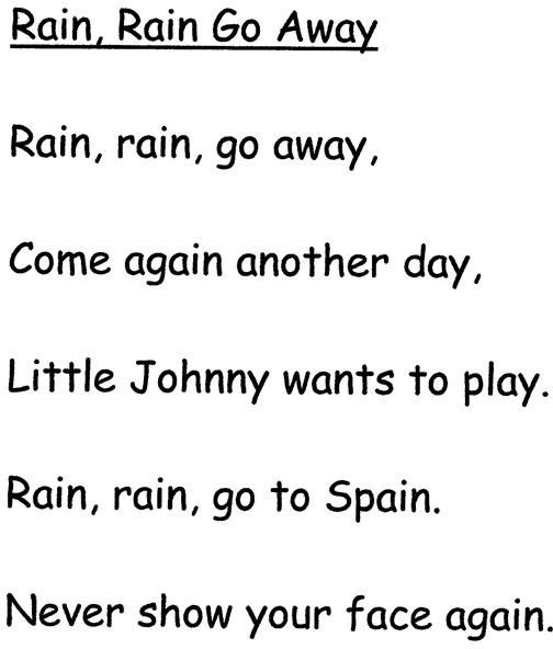 Rain, Rain, Go Away Nursery Rhyme Lesson Plan and Activities ...