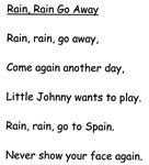 Rain, Rain, Go Away Nursery Rhyme: Lesson Plan and Activities