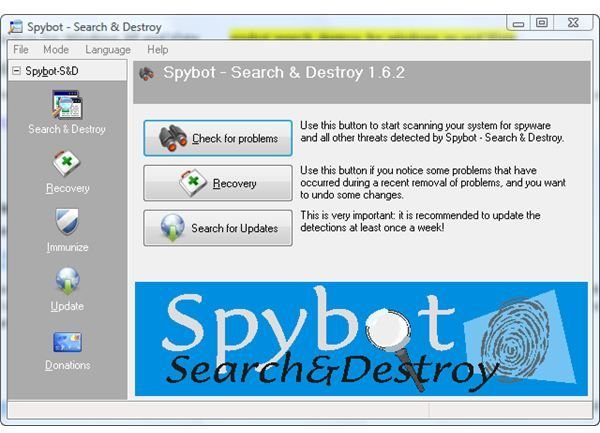 Spybot Search & Destroy in Default Mode