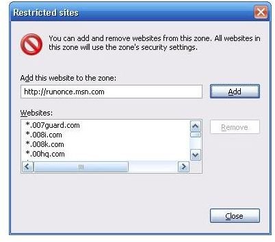 Screenshot - IE Internet Options - Sec-restrict