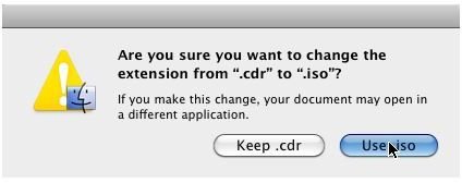 Change the CDR file extenstion to ISO
