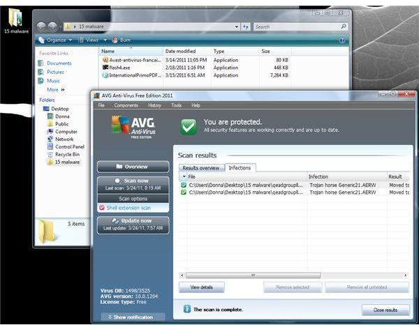 AVG on-demand scanner detected another malware file