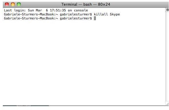 Using Terminal to End an Application