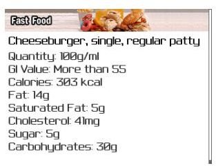 GI and Calorie Counter BlackBerry App