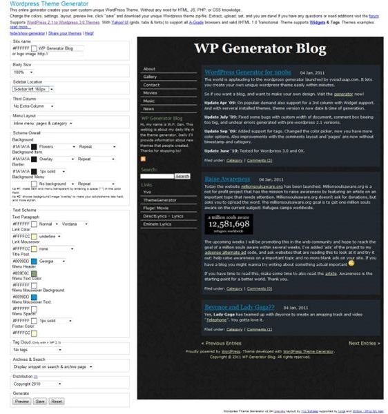 wordpress theme generator