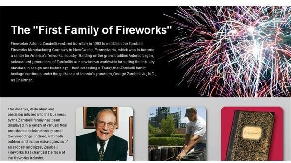 Screenshot Zambelli Fireworks Web Page