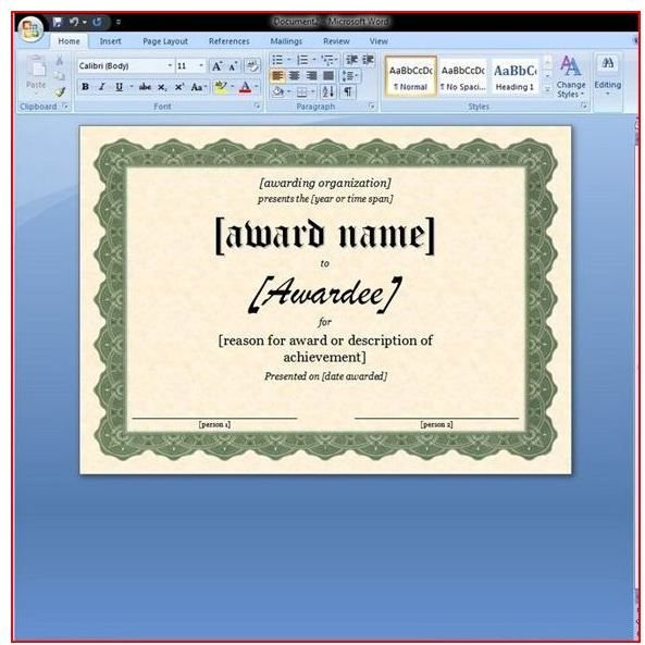 Certificate of Appreciation for Word