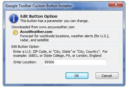 AccuWeather Toolbar Button