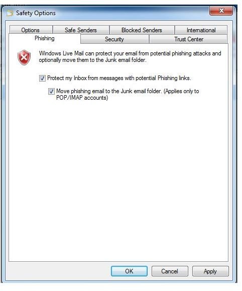 Phishing Protection in Using Windows Live Mail