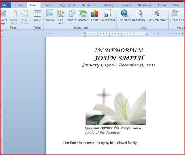 Free Microsoft Word Funeral Program Template