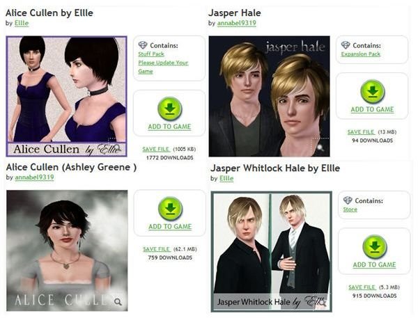 The Sims 3 Alice Cullen and Jasper Hale Downloads