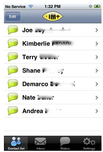 Buddy List, with last names marked out for privacy reasons of my contacts