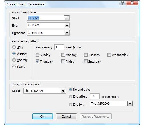 outlook recover deleted recurring meeting