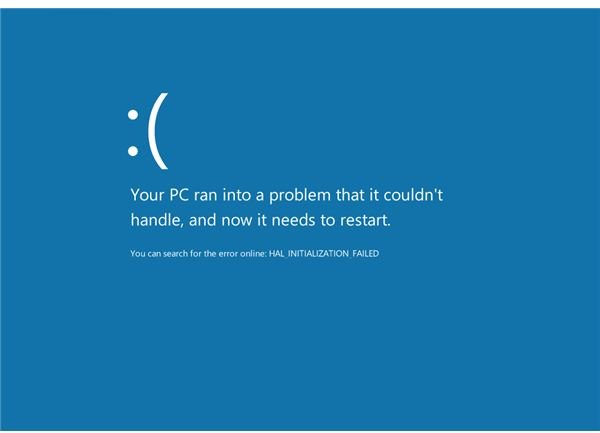 A failed Windows 8 installation will be notified with this screen