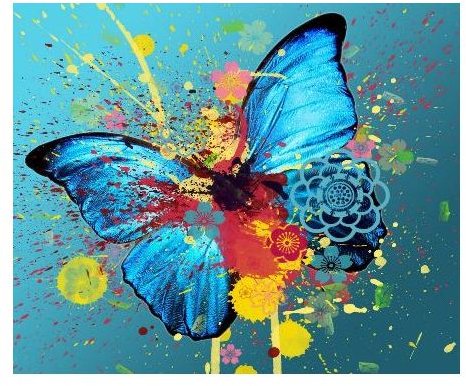 Butterfly and Paint Splatters Abstract Wallpaper
