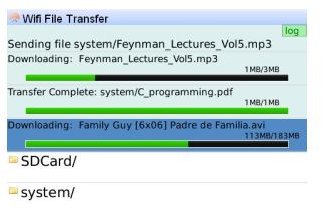WiFi File Transfer - Transfer Size Remaining Screenshot - Blackberry Smartphones