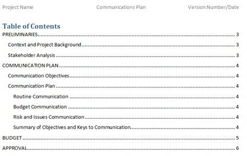 screenshot communications plan template