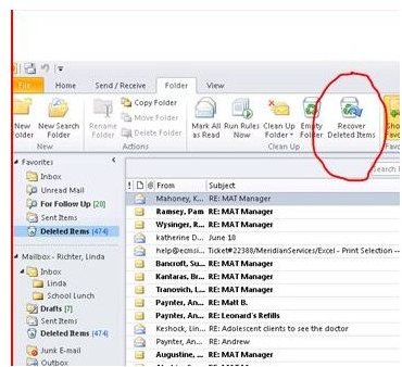 recover deleted items from server outlook 2013