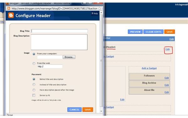 Configure Header for Blogger Banner