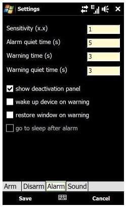 Alarm settings