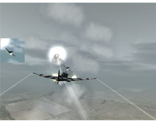 A picture-in-picture of a missile shot