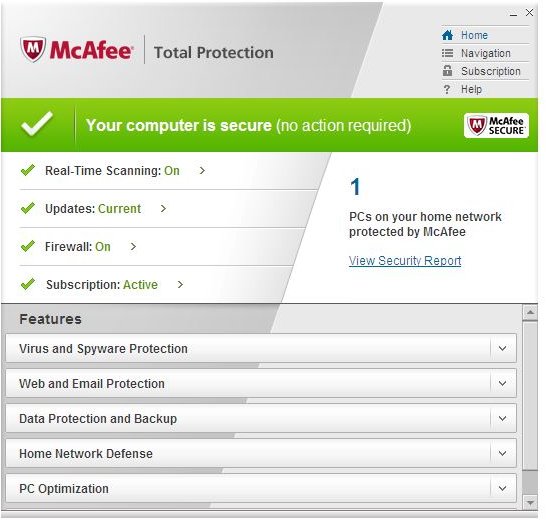 reinstalling mcafee total protection