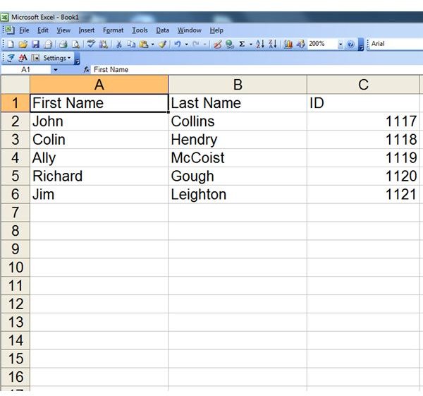 Excel import format