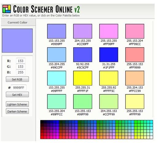 A screen shot of the interface of Color Schemer.
