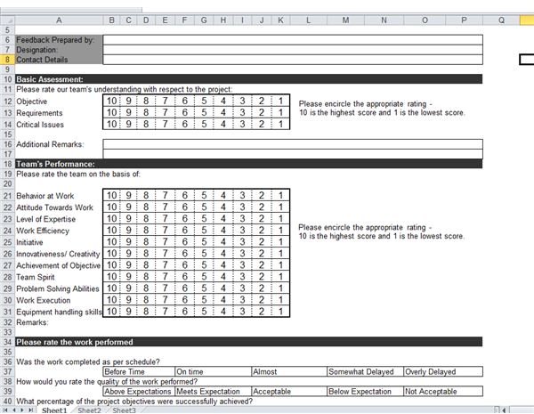 Excel Project Feedback Form by Sidharth Thakur