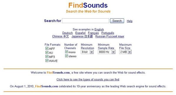 Find Sounds Search Engine