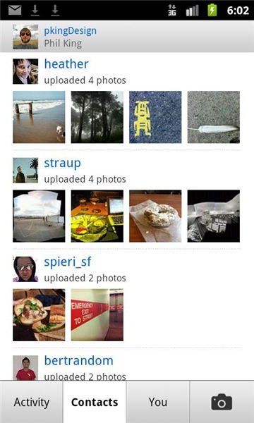 Flickr mobile contacts view