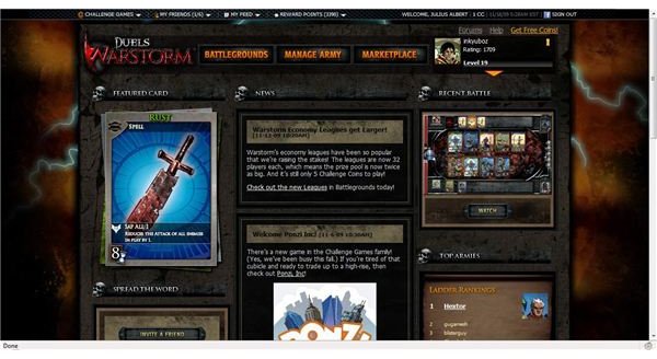 Browser Game Review: Warstorm - A Fantasy-based hybrid of Card Games and MMOs