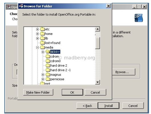 Select drive and folder