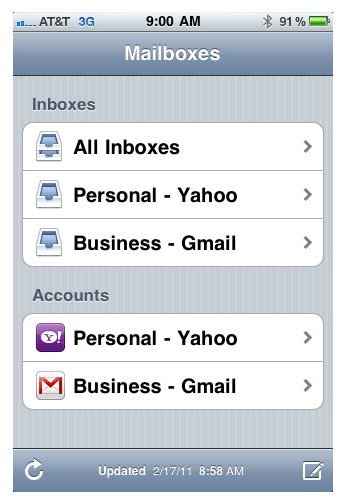 Email Inbox Menu