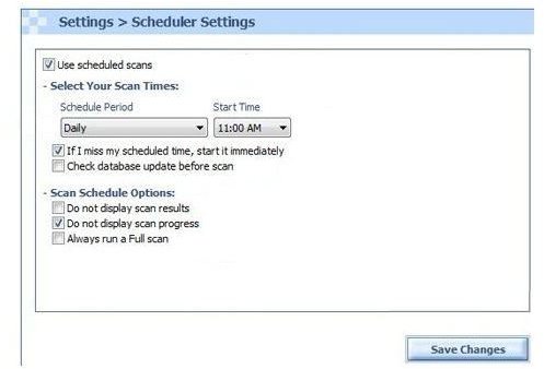 scheduler settings