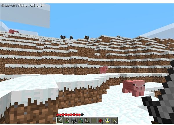 A Herd of Pigs and Cows in Minecraft Survival Mode