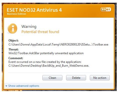 Threat%20alert%20by%20NOD32%20on%20Nero%20Optional%20Add-on%20-%20Ask%20Toolbar