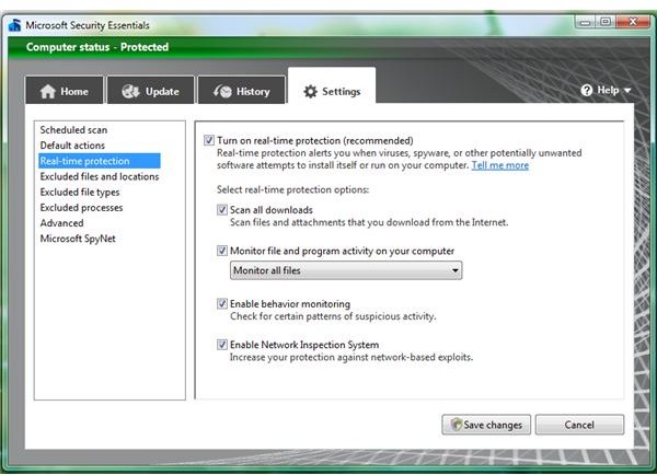 Real-time Protection Settings in MSE 2