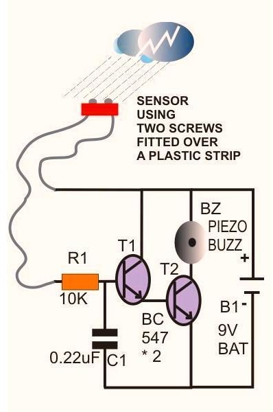 Simple Rain Sensor Circuit Diagram, Image