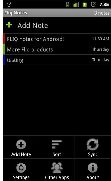 Fliq Notes Home Screen